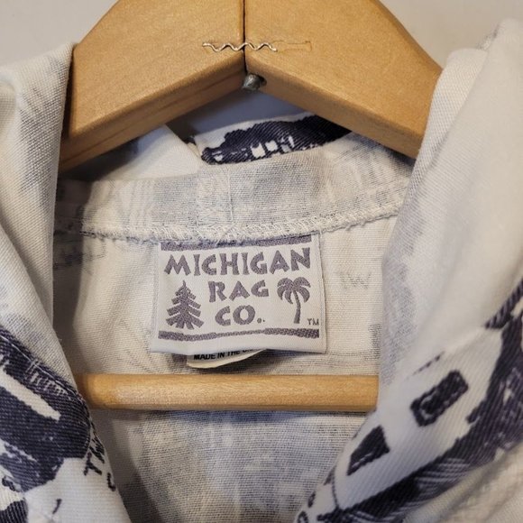 Vintage 80s Michigan Rag Co Lighthouse Print Hooded Jacket Snap Front Size L - Picture 4 of 12